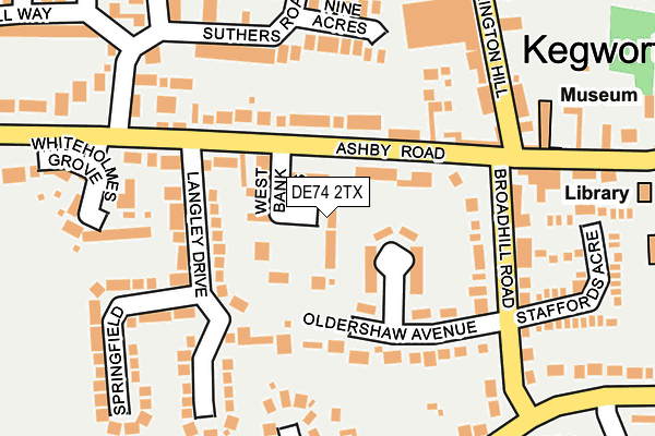 DE74 2TX map - OS OpenMap – Local (Ordnance Survey)