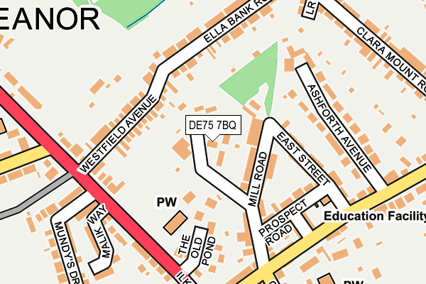 DE75 7BQ map - OS OpenMap – Local (Ordnance Survey)