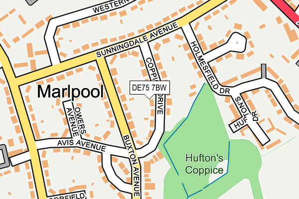 DE75 7BW map - OS OpenMap – Local (Ordnance Survey)