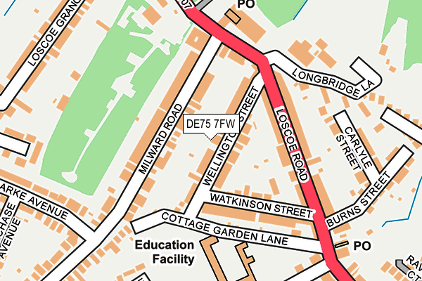 DE75 7FW map - OS OpenMap – Local (Ordnance Survey)