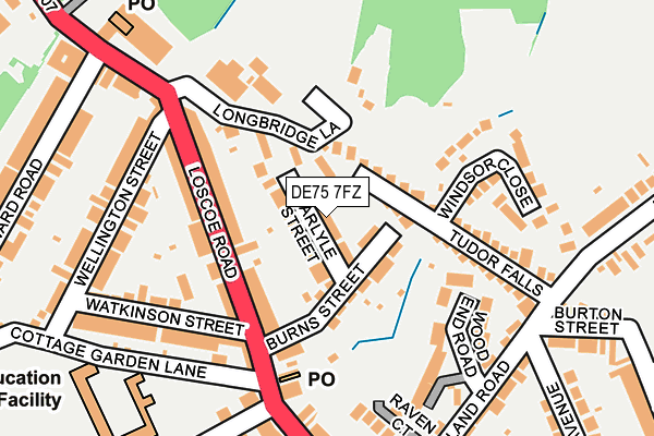 DE75 7FZ map - OS OpenMap – Local (Ordnance Survey)