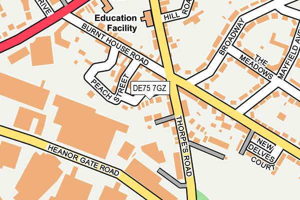 DE75 7GZ map - OS OpenMap – Local (Ordnance Survey)