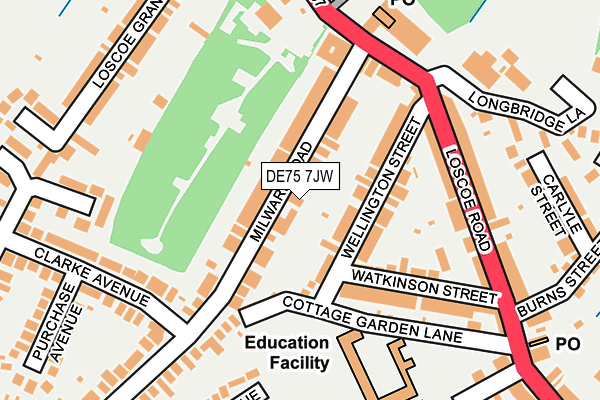 DE75 7JW map - OS OpenMap – Local (Ordnance Survey)