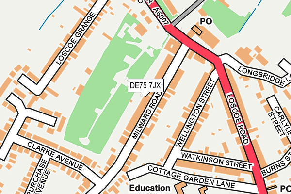 DE75 7JX map - OS OpenMap – Local (Ordnance Survey)