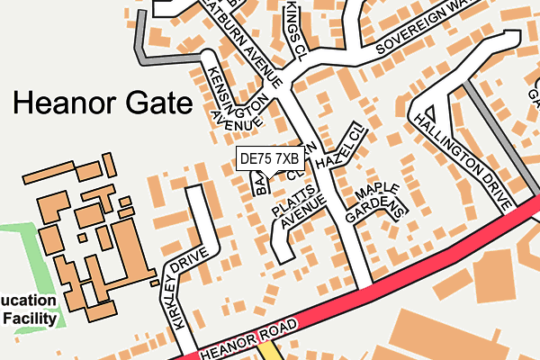 DE75 7XB map - OS OpenMap – Local (Ordnance Survey)