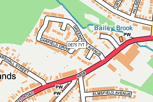 DE75 7YT map - OS OpenMap – Local (Ordnance Survey)