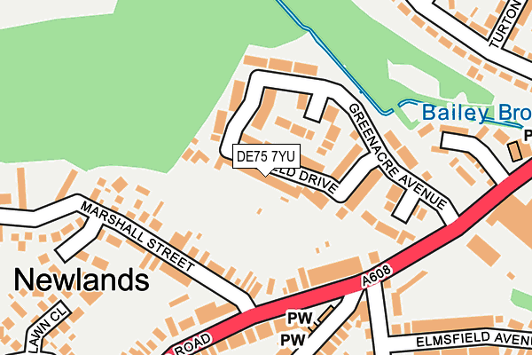 DE75 7YU map - OS OpenMap – Local (Ordnance Survey)