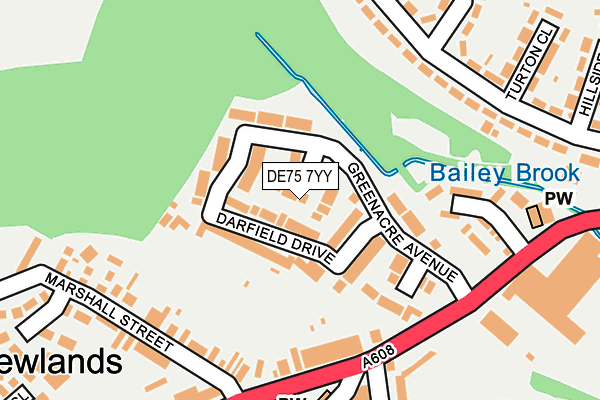 DE75 7YY map - OS OpenMap – Local (Ordnance Survey)