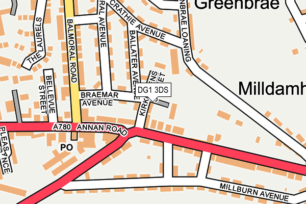 DG1 3DS map - OS OpenMap – Local (Ordnance Survey)