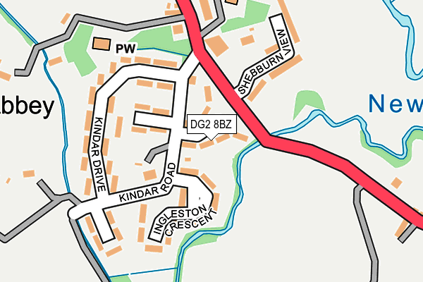 DG2 8BZ map - OS OpenMap – Local (Ordnance Survey)