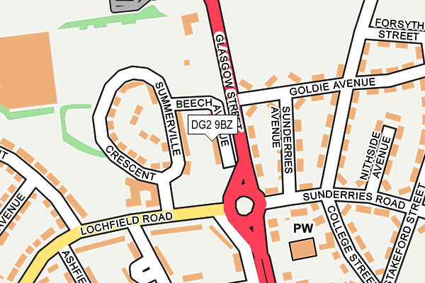 DG2 9BZ map - OS OpenMap – Local (Ordnance Survey)