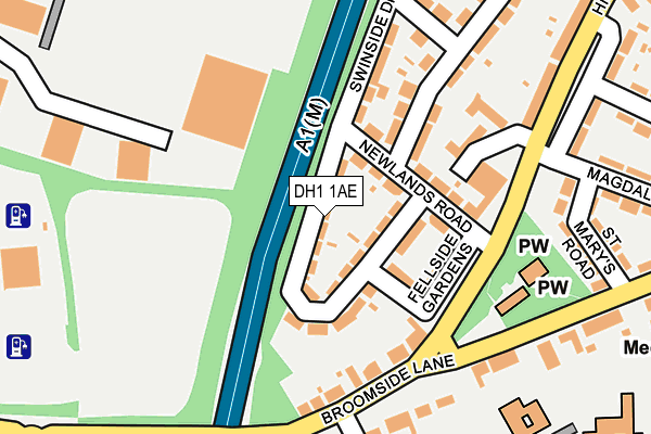 DH1 1AE map - OS OpenMap – Local (Ordnance Survey)