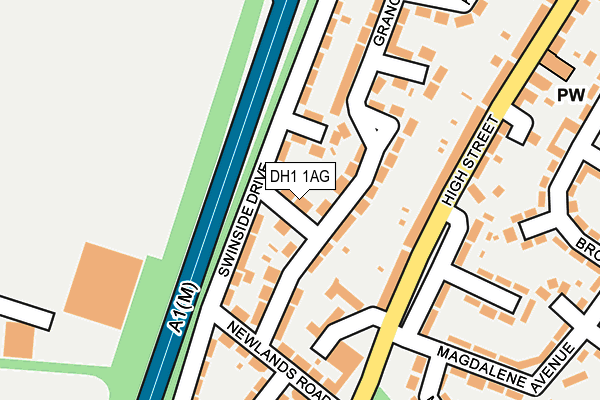 DH1 1AG map - OS OpenMap – Local (Ordnance Survey)
