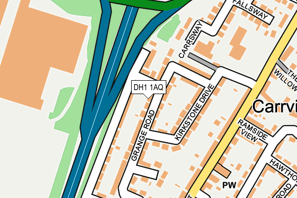 DH1 1AQ map - OS OpenMap – Local (Ordnance Survey)