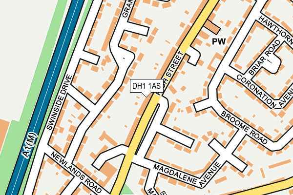 DH1 1AS map - OS OpenMap – Local (Ordnance Survey)