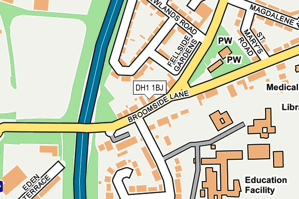 DH1 1BJ map - OS OpenMap – Local (Ordnance Survey)