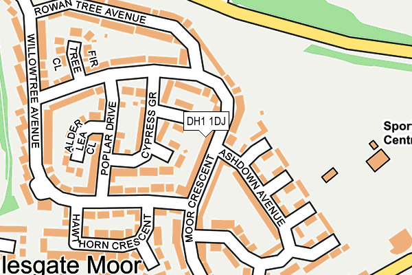 DH1 1DJ map - OS OpenMap – Local (Ordnance Survey)