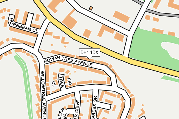 DH1 1DX map - OS OpenMap – Local (Ordnance Survey)