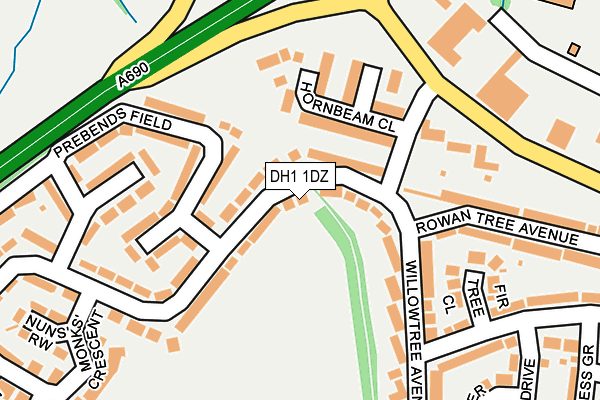 DH1 1DZ map - OS OpenMap – Local (Ordnance Survey)