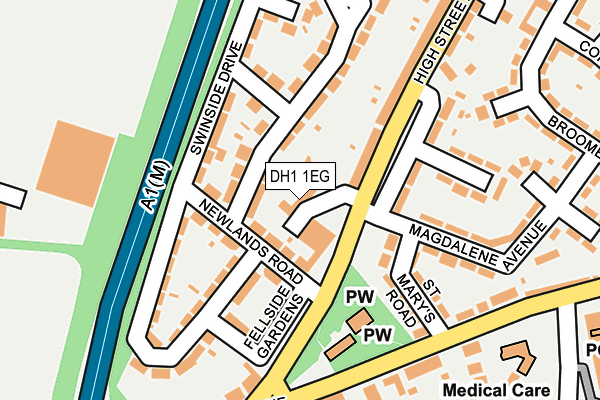DH1 1EG map - OS OpenMap – Local (Ordnance Survey)
