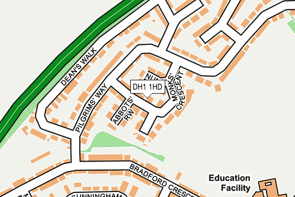 DH1 1HD map - OS OpenMap – Local (Ordnance Survey)