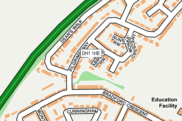 DH1 1HE map - OS OpenMap – Local (Ordnance Survey)