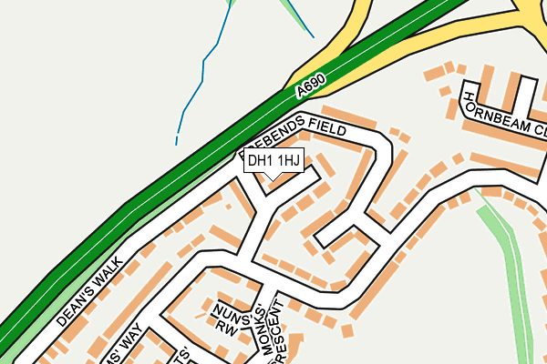 DH1 1HJ map - OS OpenMap – Local (Ordnance Survey)