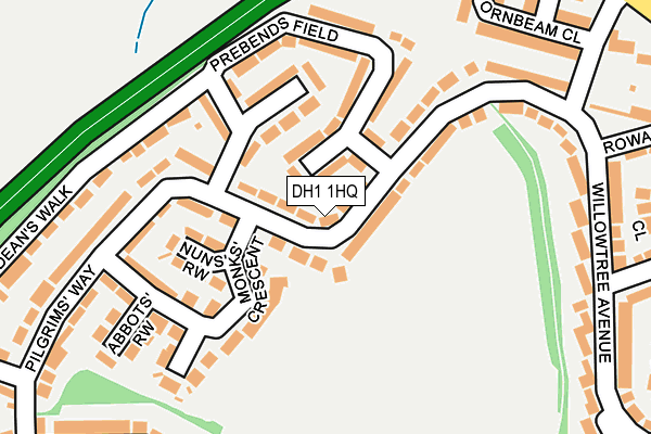 DH1 1HQ map - OS OpenMap – Local (Ordnance Survey)