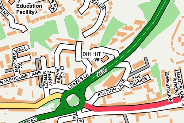 DH1 1HT map - OS OpenMap – Local (Ordnance Survey)