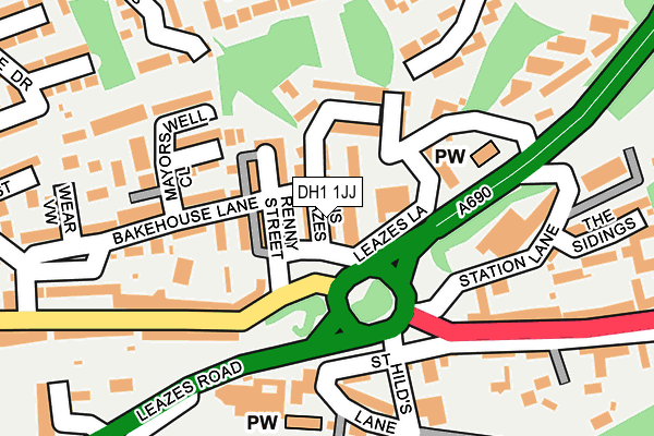 DH1 1JJ map - OS OpenMap – Local (Ordnance Survey)