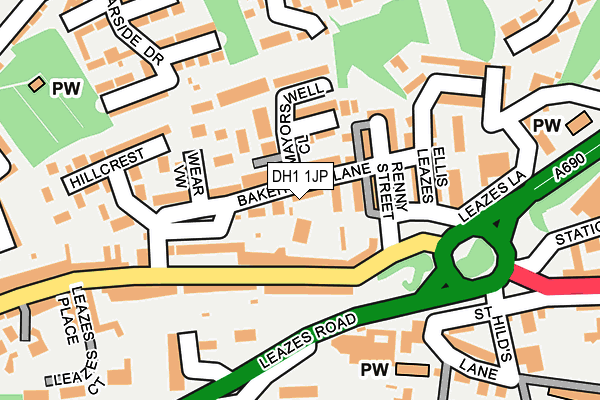 DH1 1JP map - OS OpenMap – Local (Ordnance Survey)