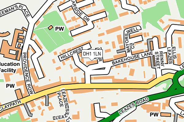 DH1 1LN map - OS OpenMap – Local (Ordnance Survey)