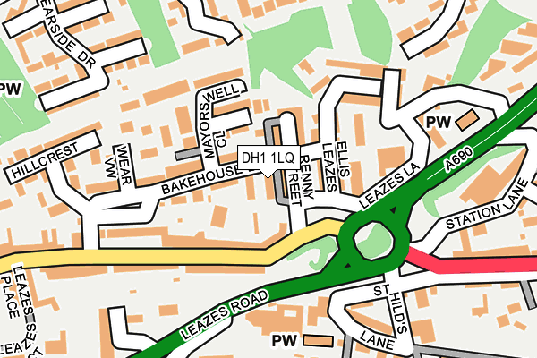 DH1 1LQ map - OS OpenMap – Local (Ordnance Survey)