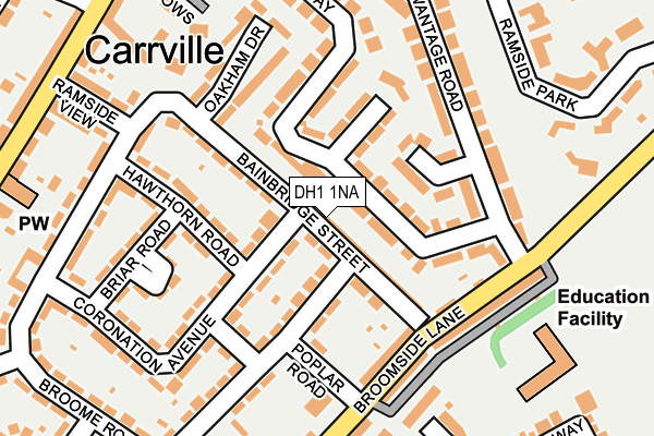 DH1 1NA map - OS OpenMap – Local (Ordnance Survey)