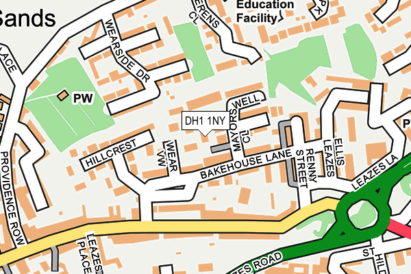 DH1 1NY map - OS OpenMap – Local (Ordnance Survey)