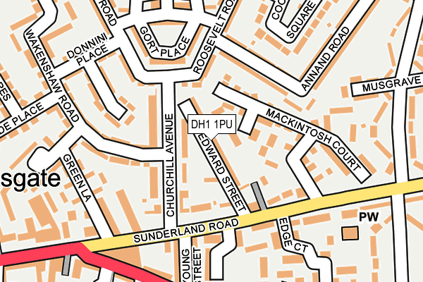 DH1 1PU map - OS OpenMap – Local (Ordnance Survey)