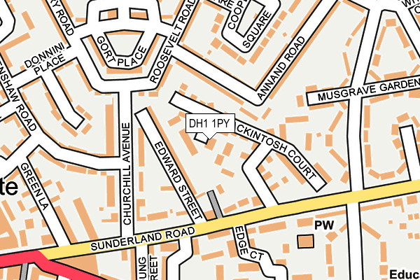 DH1 1PY map - OS OpenMap – Local (Ordnance Survey)
