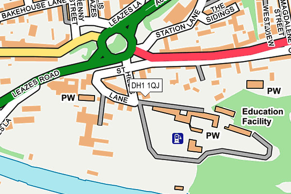 DH1 1QJ map - OS OpenMap – Local (Ordnance Survey)
