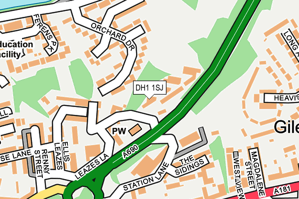 DH1 1SJ map - OS OpenMap – Local (Ordnance Survey)