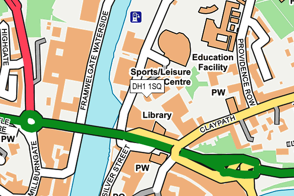 DH1 1SQ map - OS OpenMap – Local (Ordnance Survey)