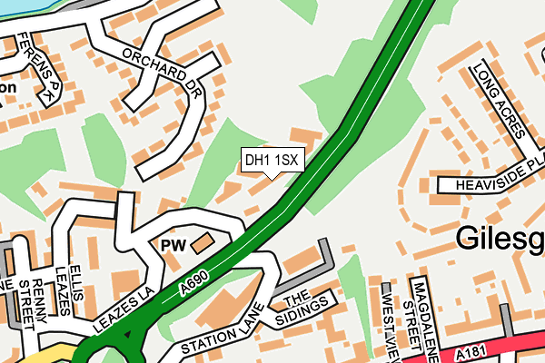 DH1 1SX map - OS OpenMap – Local (Ordnance Survey)