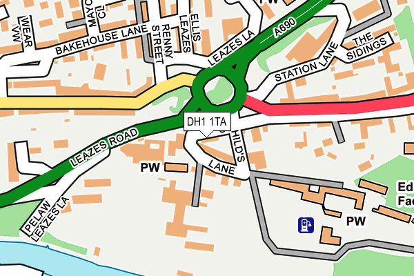 DH1 1TA map - OS OpenMap – Local (Ordnance Survey)