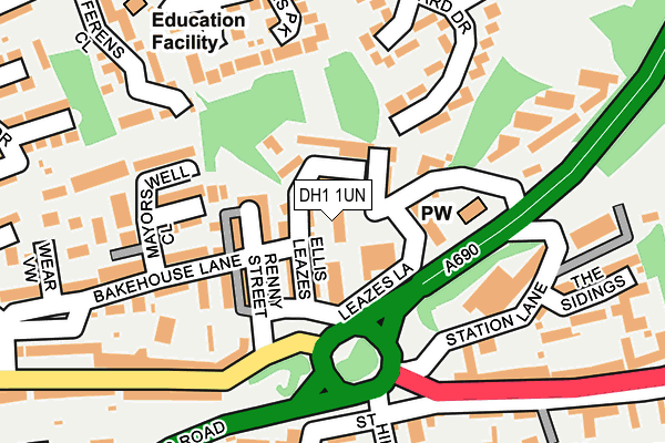 DH1 1UN map - OS OpenMap – Local (Ordnance Survey)