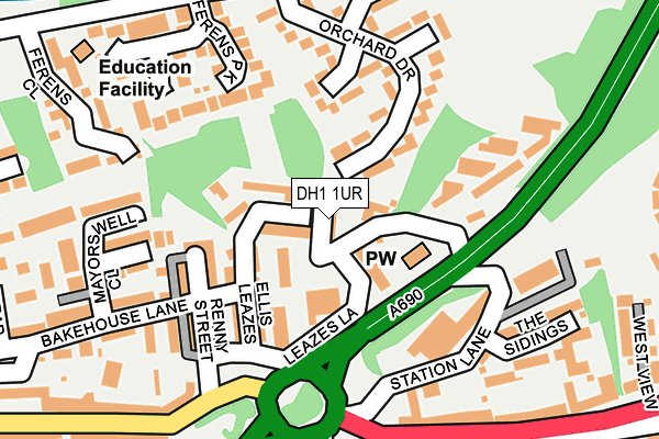 DH1 1UR map - OS OpenMap – Local (Ordnance Survey)