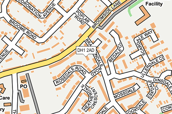 DH1 2AD map - OS OpenMap – Local (Ordnance Survey)