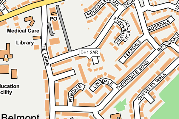 DH1 2AR map - OS OpenMap – Local (Ordnance Survey)