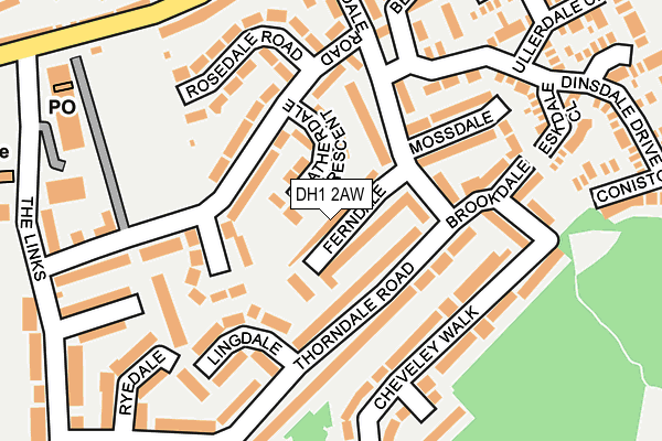 DH1 2AW map - OS OpenMap – Local (Ordnance Survey)