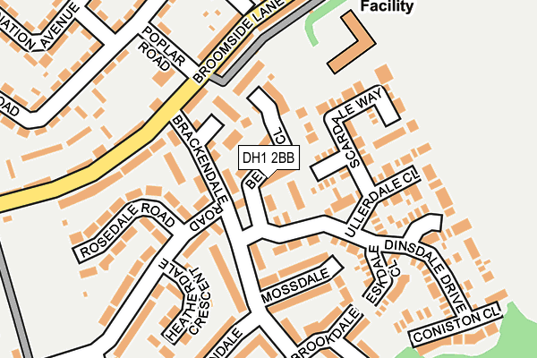 DH1 2BB map - OS OpenMap – Local (Ordnance Survey)