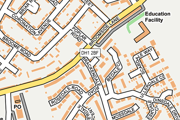DH1 2BF map - OS OpenMap – Local (Ordnance Survey)