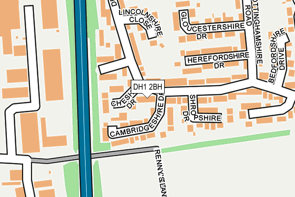 DH1 2BH map - OS OpenMap – Local (Ordnance Survey)